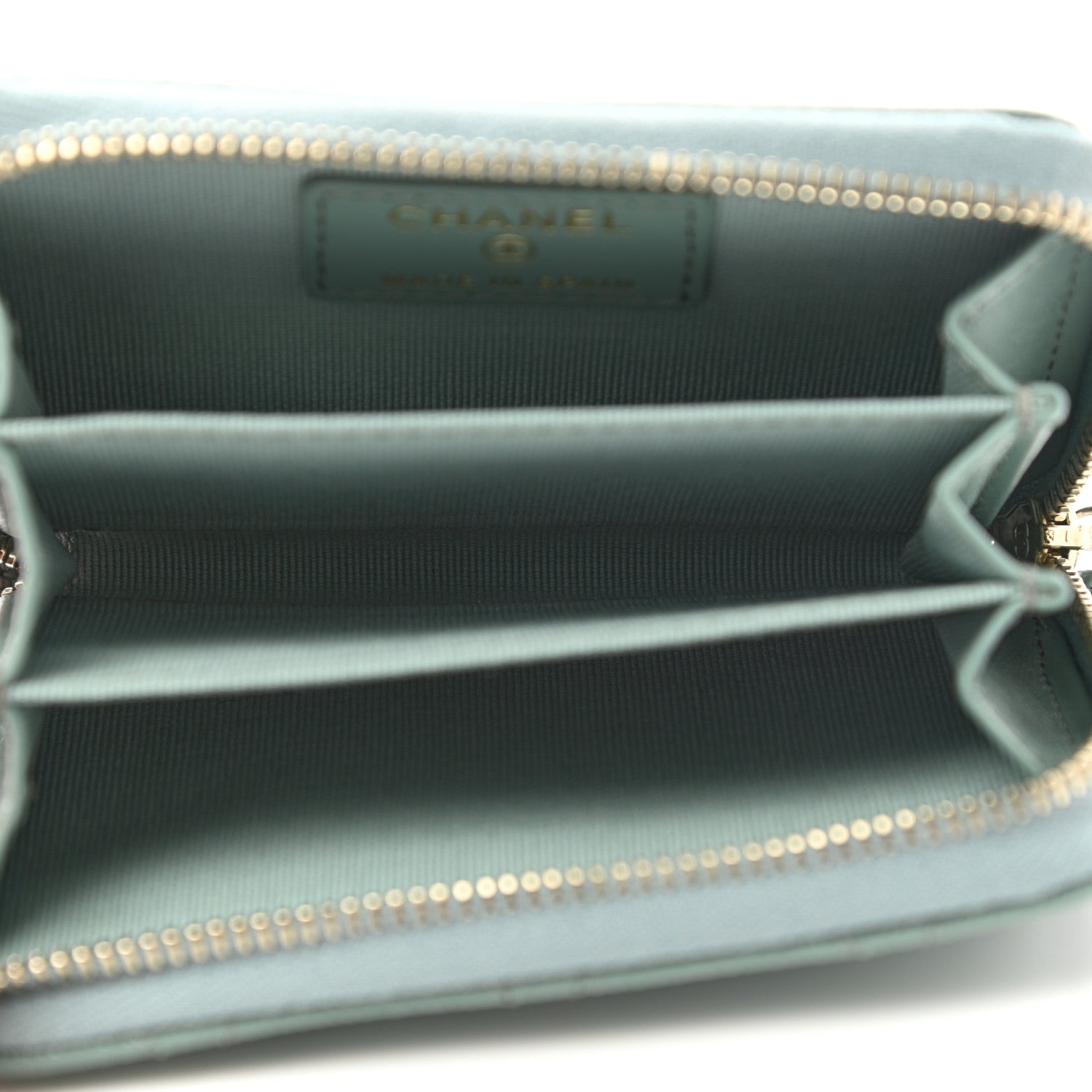 Chanel Caviar Quilted Zip Around Coin Purse Wallet Dark Green 5 of 7