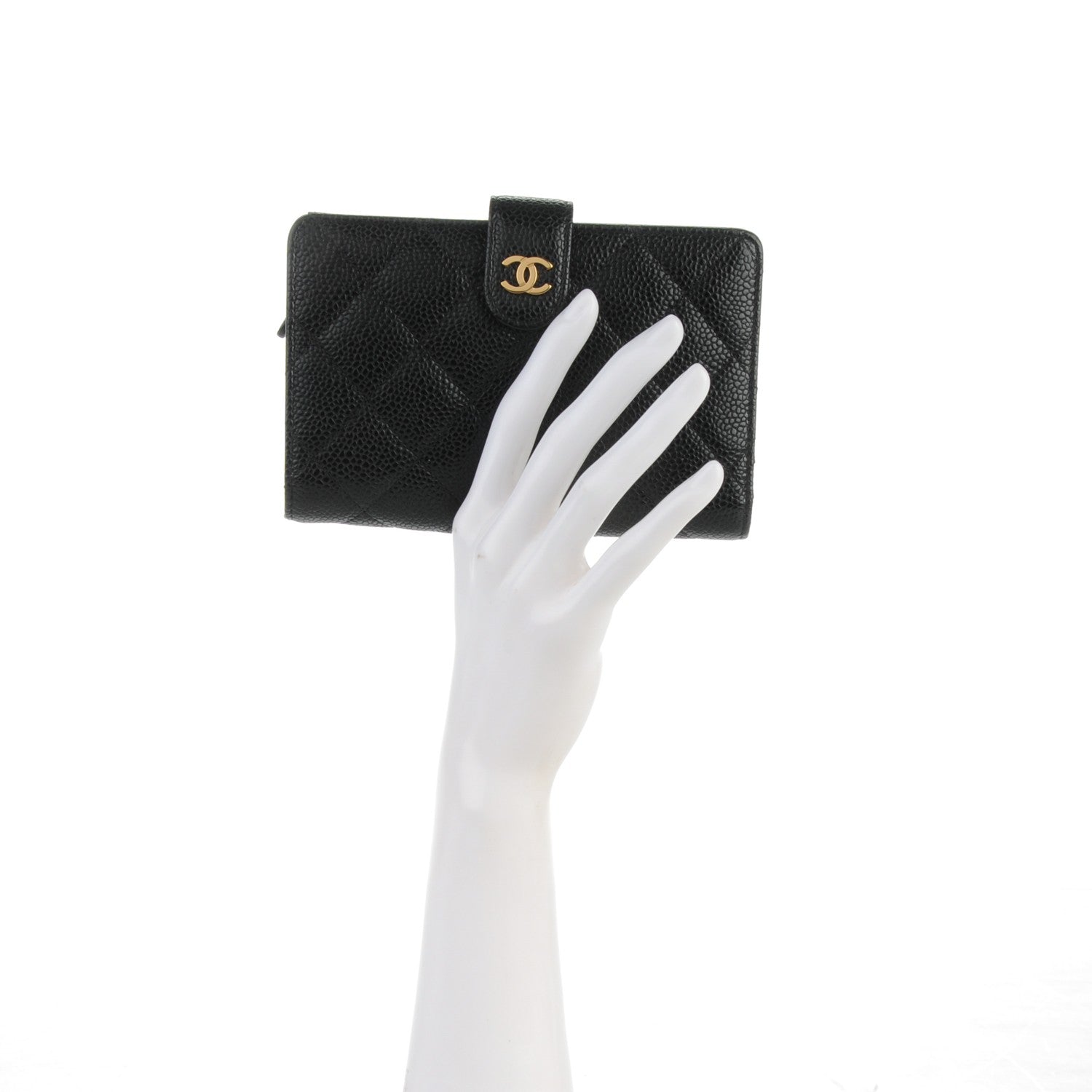 Chanel Caviar Quilted Zipped Pocket Wallet Black 2 of 9