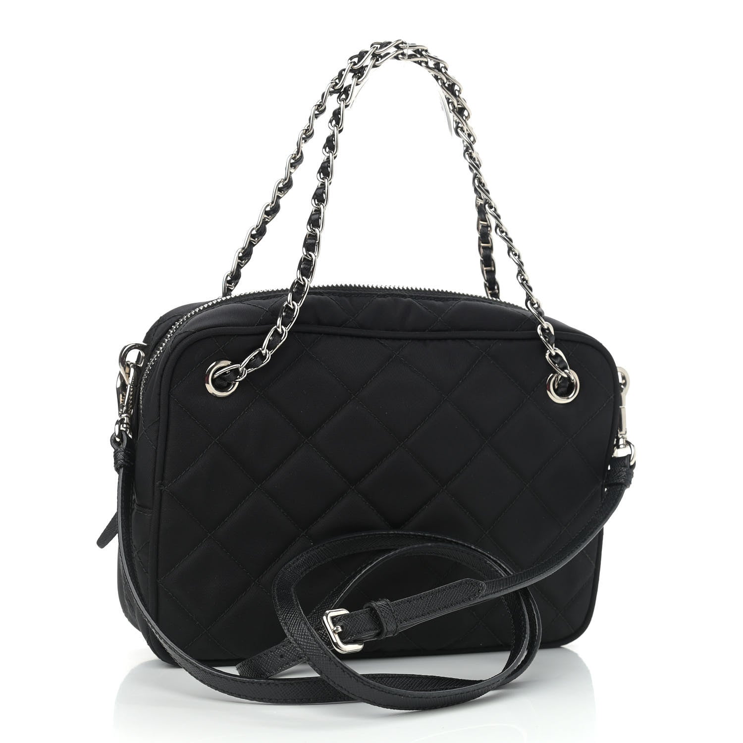 Prada Nylon Tessuto Impuntu Quilted Shoulder Bag Black 2 of 12