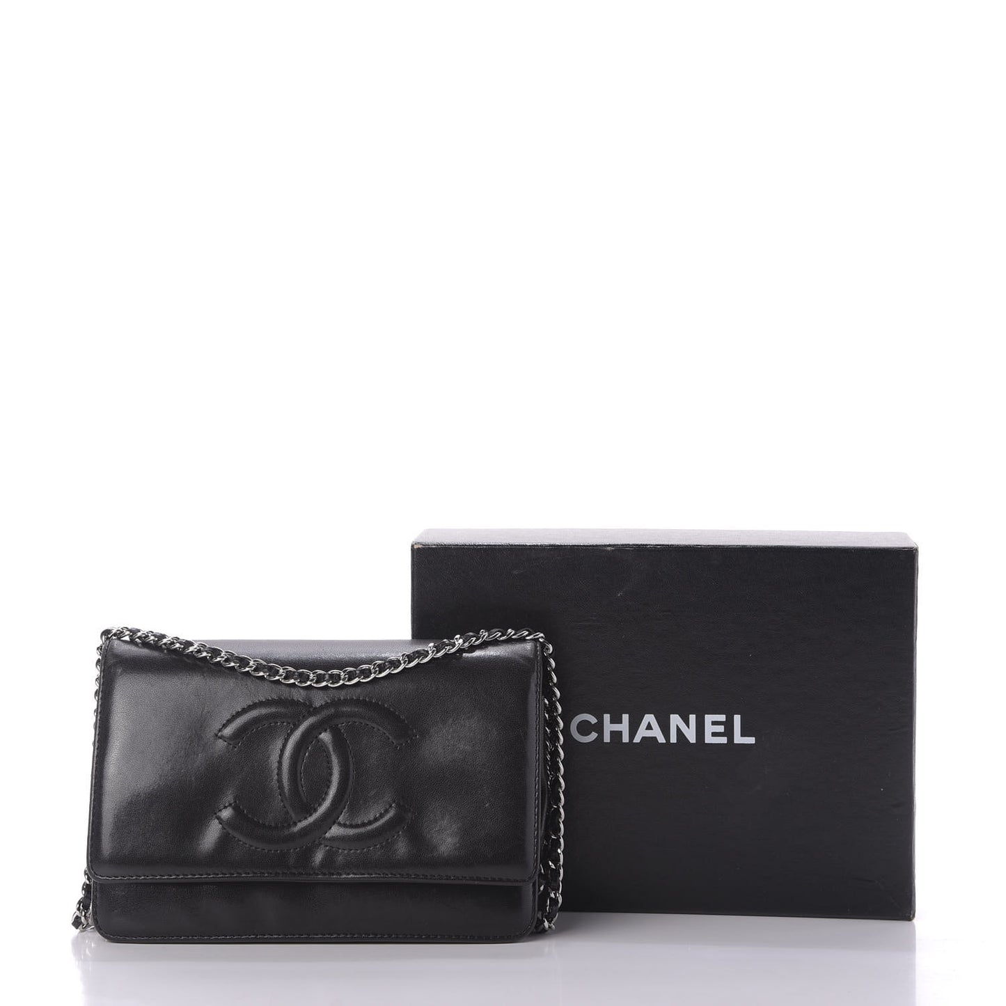 Lambskin Timeless CC Wallet On Chain WOC Black
