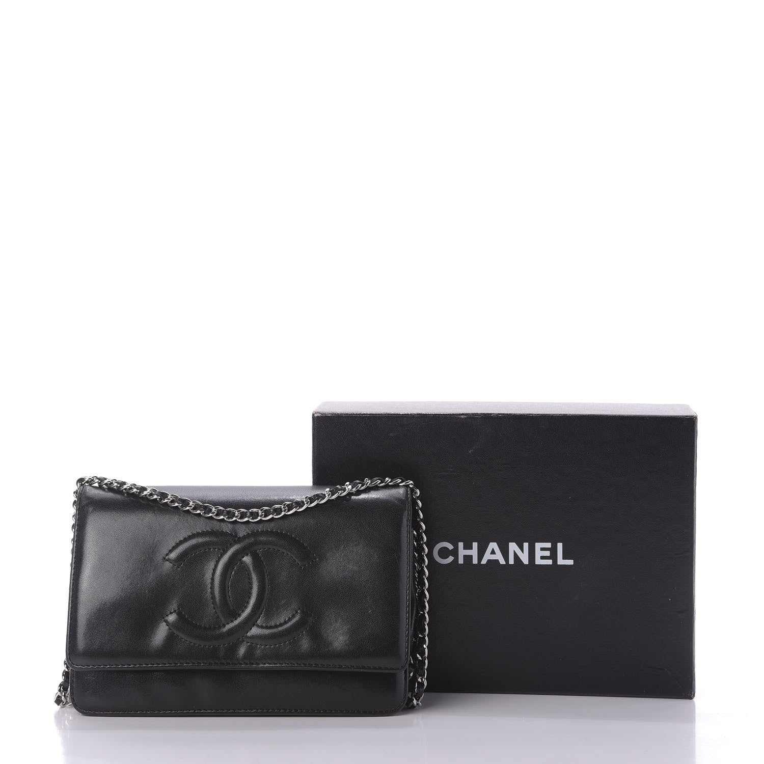 Chanel Lambskin Timeless CC Wallet On Chain WOC Black 11 of 11
