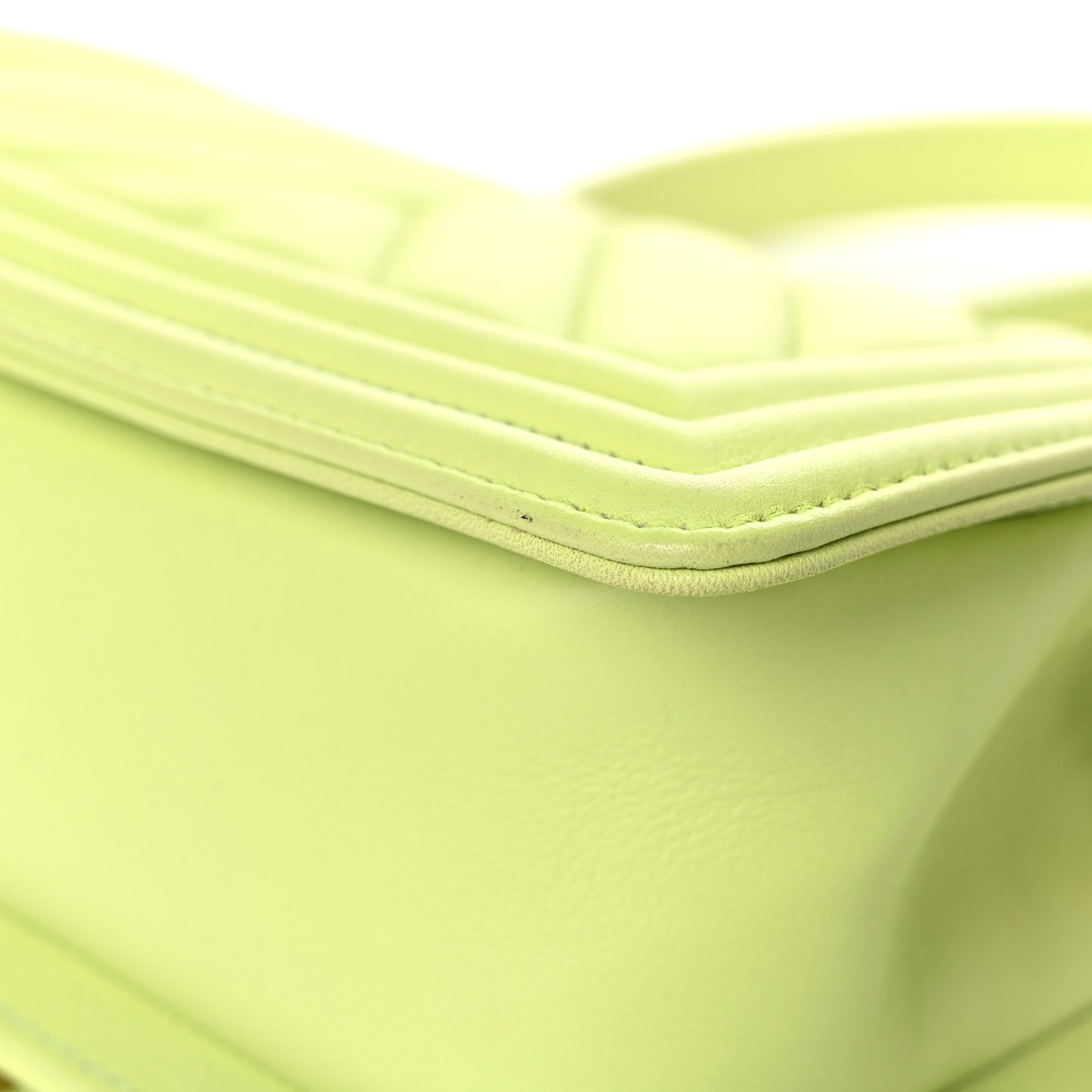 Calfskin Chevron Quilted Small Boy Flap Light Green