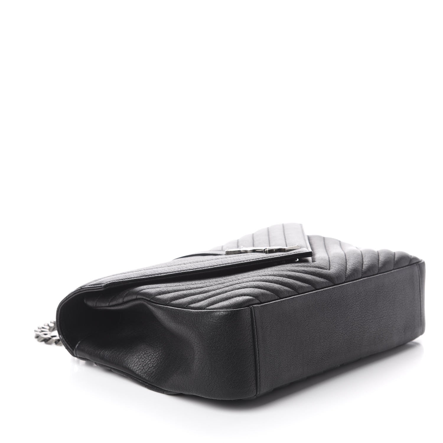 Saint Laurent Sheepskin Matelasse Chevron Monogram Large College Satchel Black 3 of 8