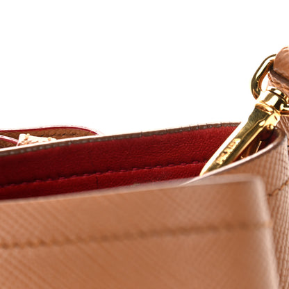 Prada Saffiano Cuir Medium Double Bag Caramel Fuoco 17 of 19