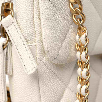 Chanel Shiny Caviar Quilted Chain Melody Backpack White 14 of 15