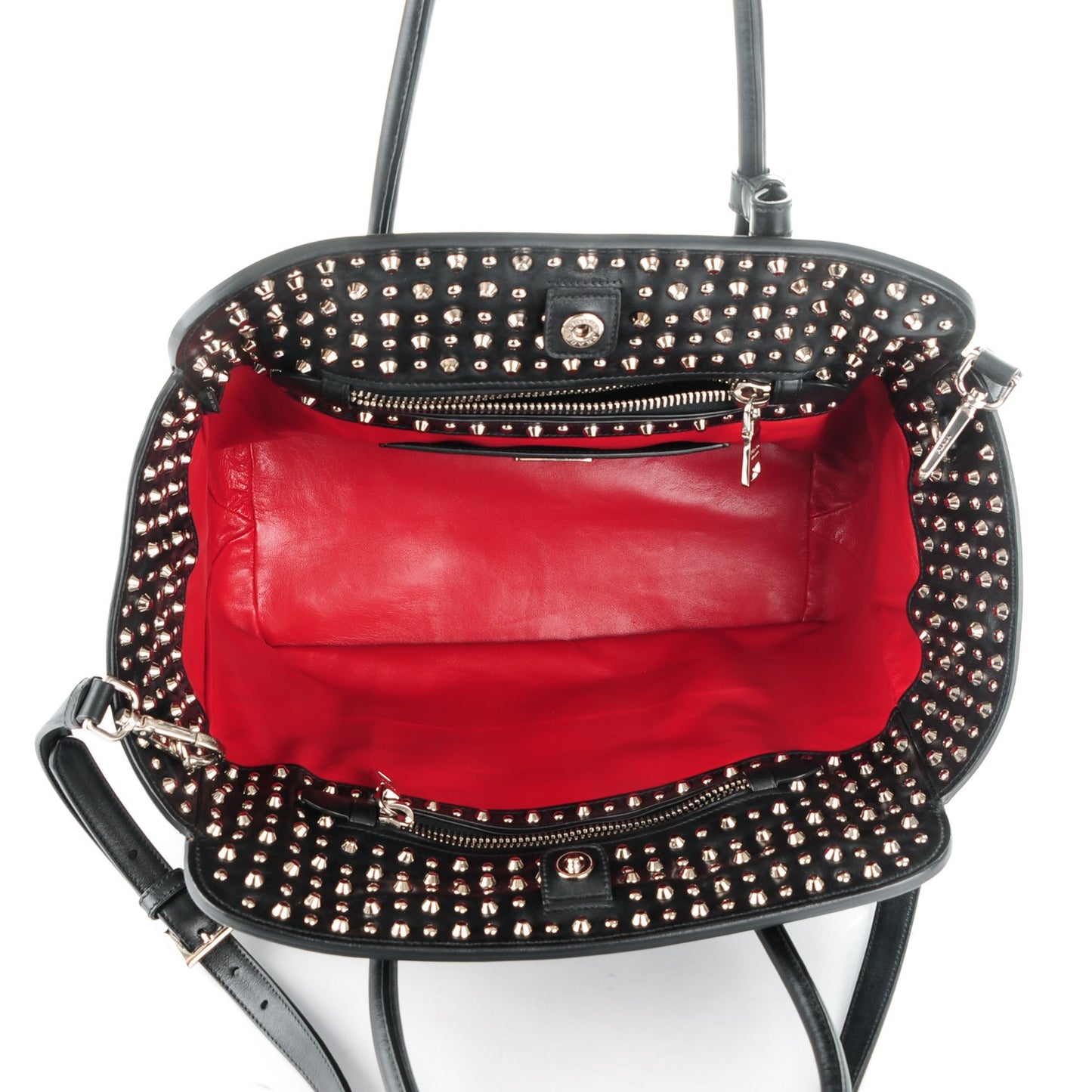 Soft Calfskin Large Studded East West Tote Nero Black