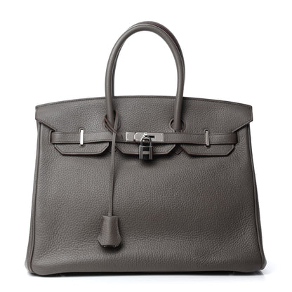 Hermes Taurillon Clemence Birkin 35 Etain 1 of 34