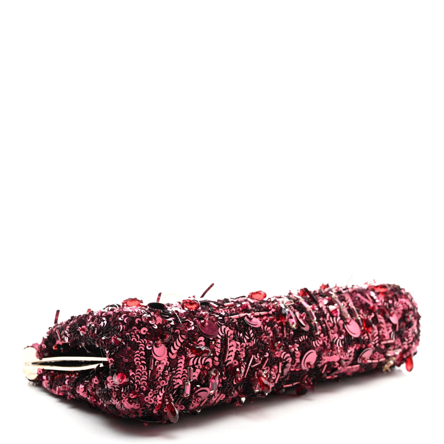 Sequin Crystal Embellished Marlene Chain Clutch Bordeaux Rosso