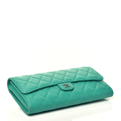 Chanel Lambskin Quilted Travel Wallet Green 5 of 8