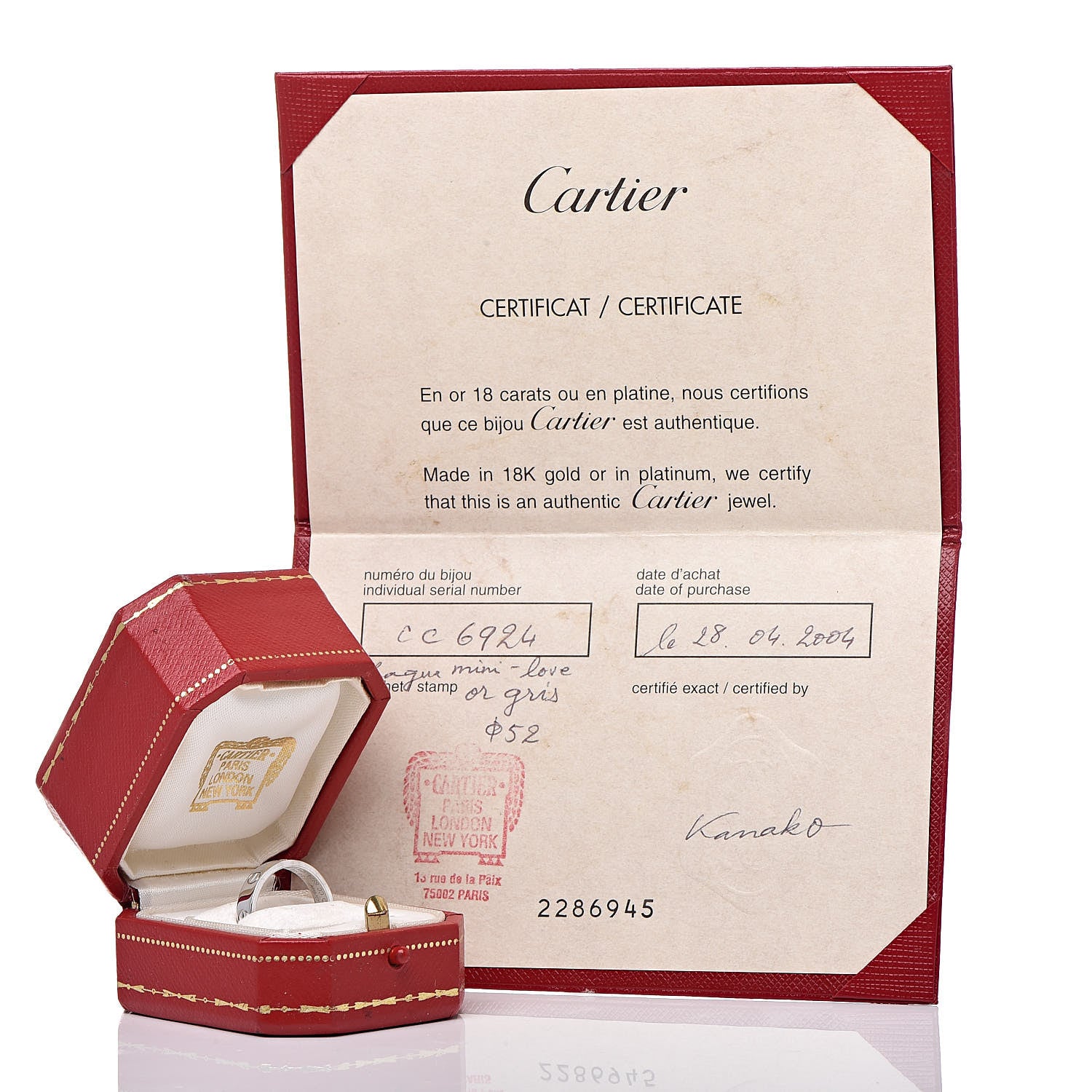 Cartier 18K White Gold Diamond 4mm LOVE Wedding Band Ring 52 6 5 of 5