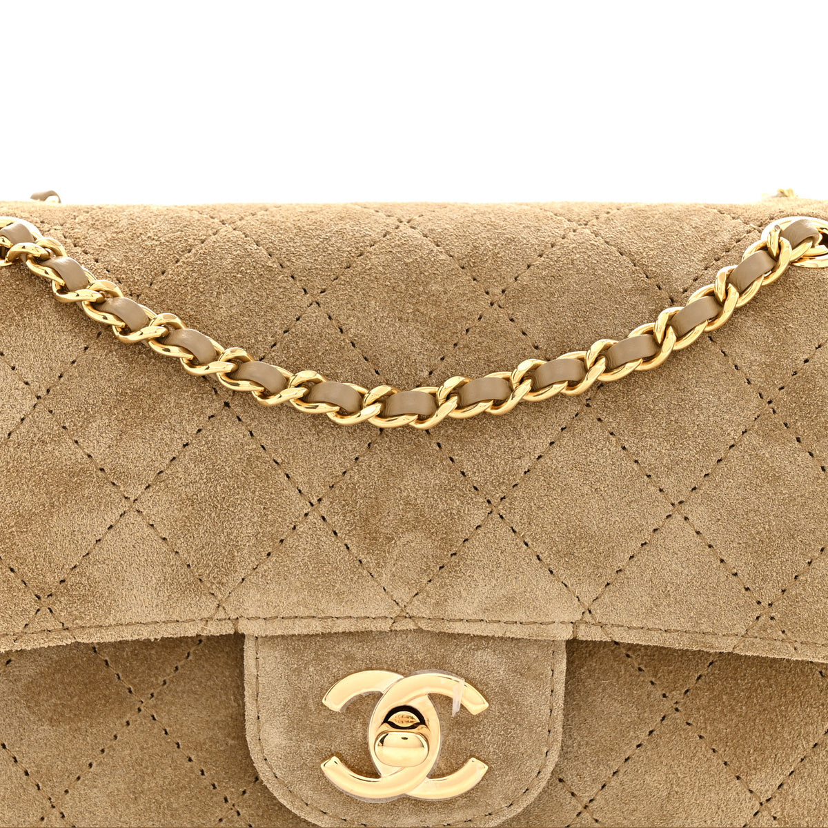Suede Calfskin Mini Souplissimo Flap Dark Beige