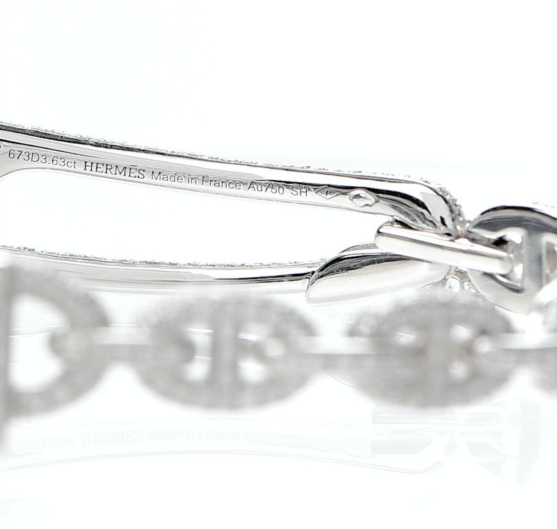 18K White Gold Pave Diamond MM Chaine d'Ancre Punk Bracelet SH