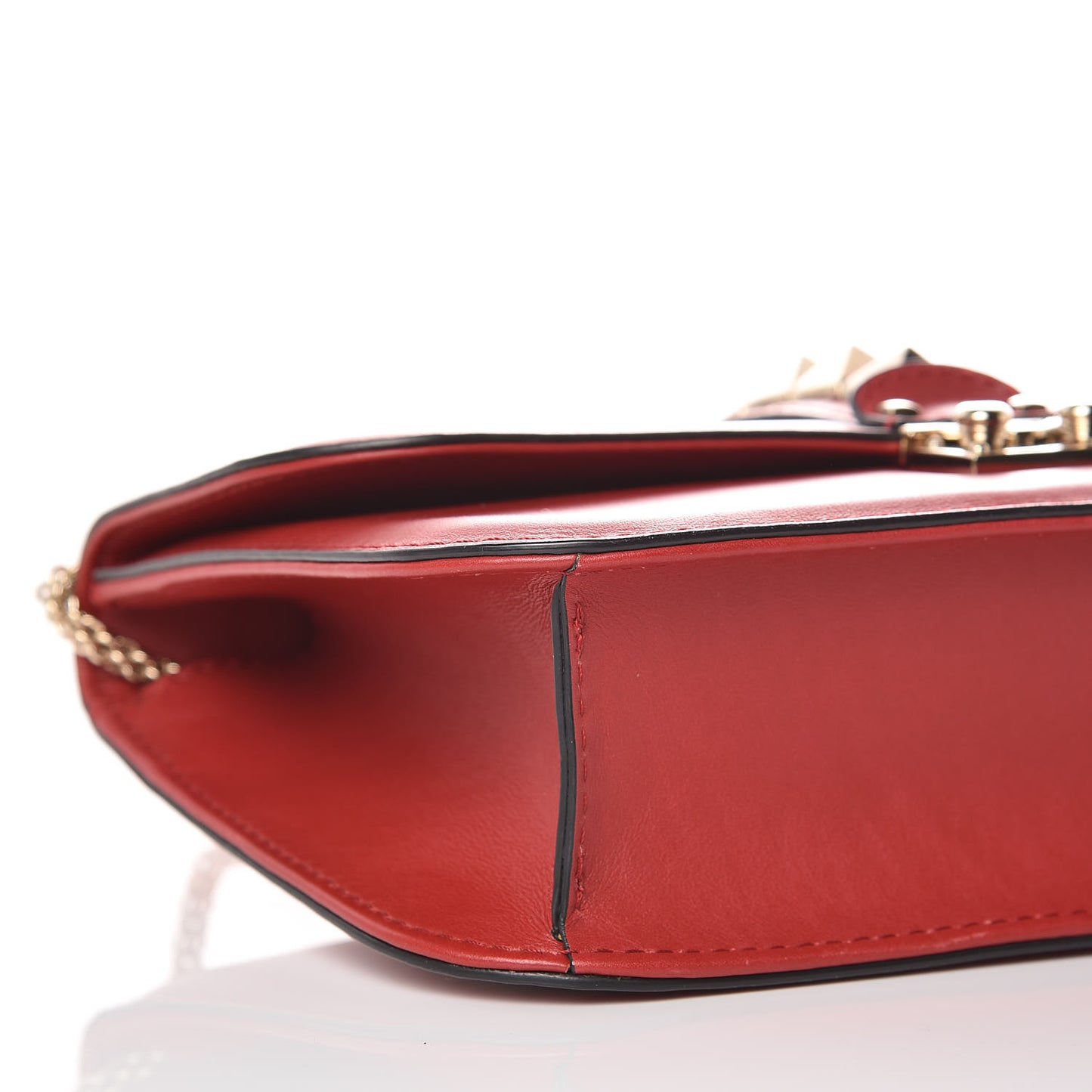 Vitello Medium Glam Lock Rockstud Flap Red