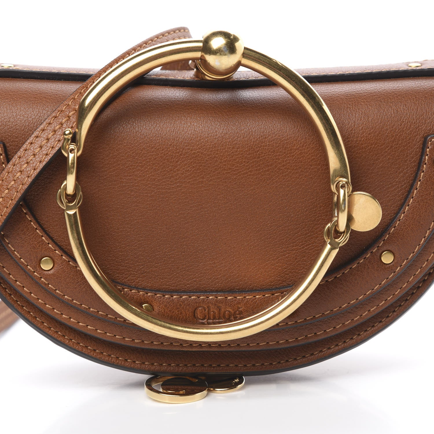 Chloe Calfskin Small Nile Bracelet Minaudiere Bag Caramel 9 of 12