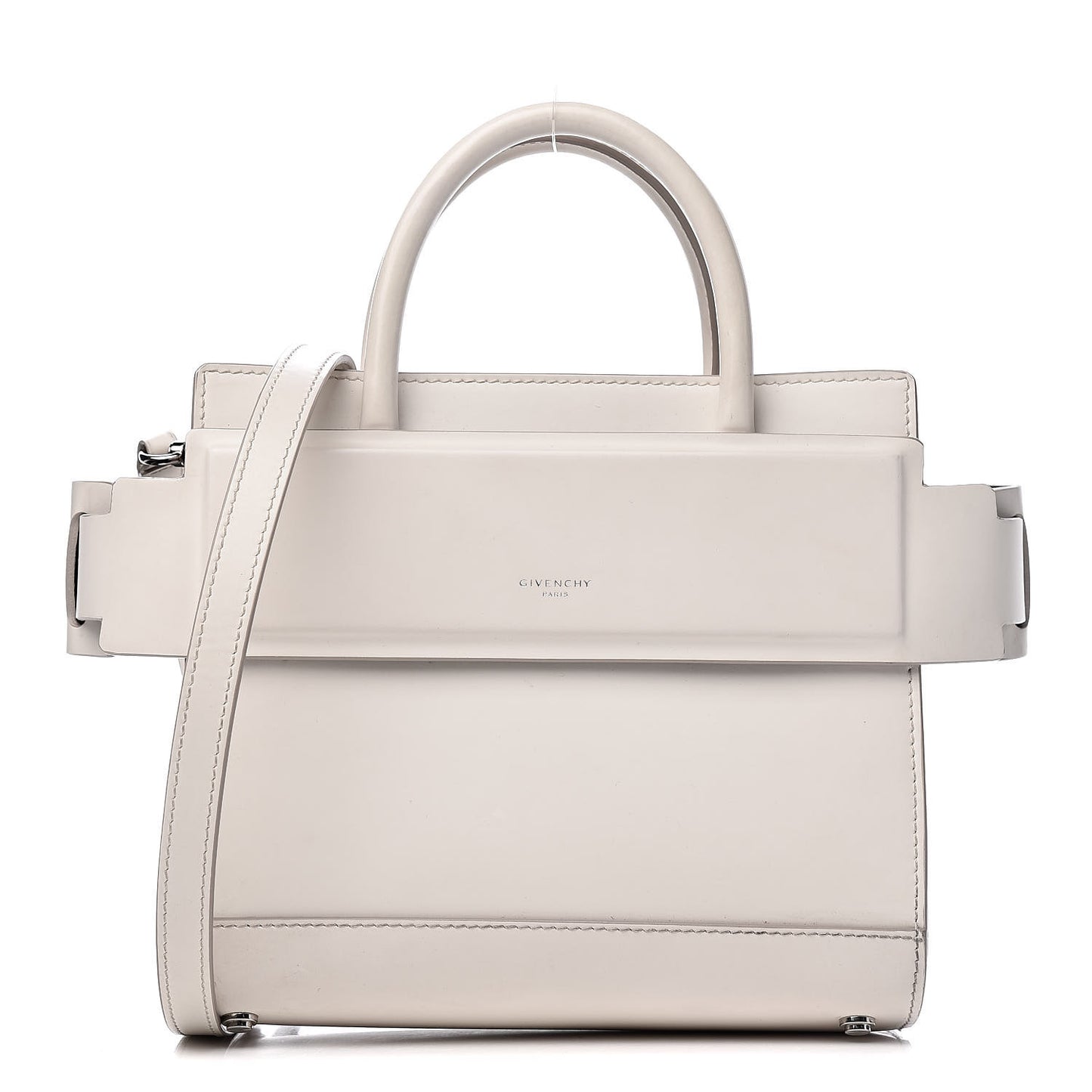 Grained Calfskin Mini Horizon Satchel Off White