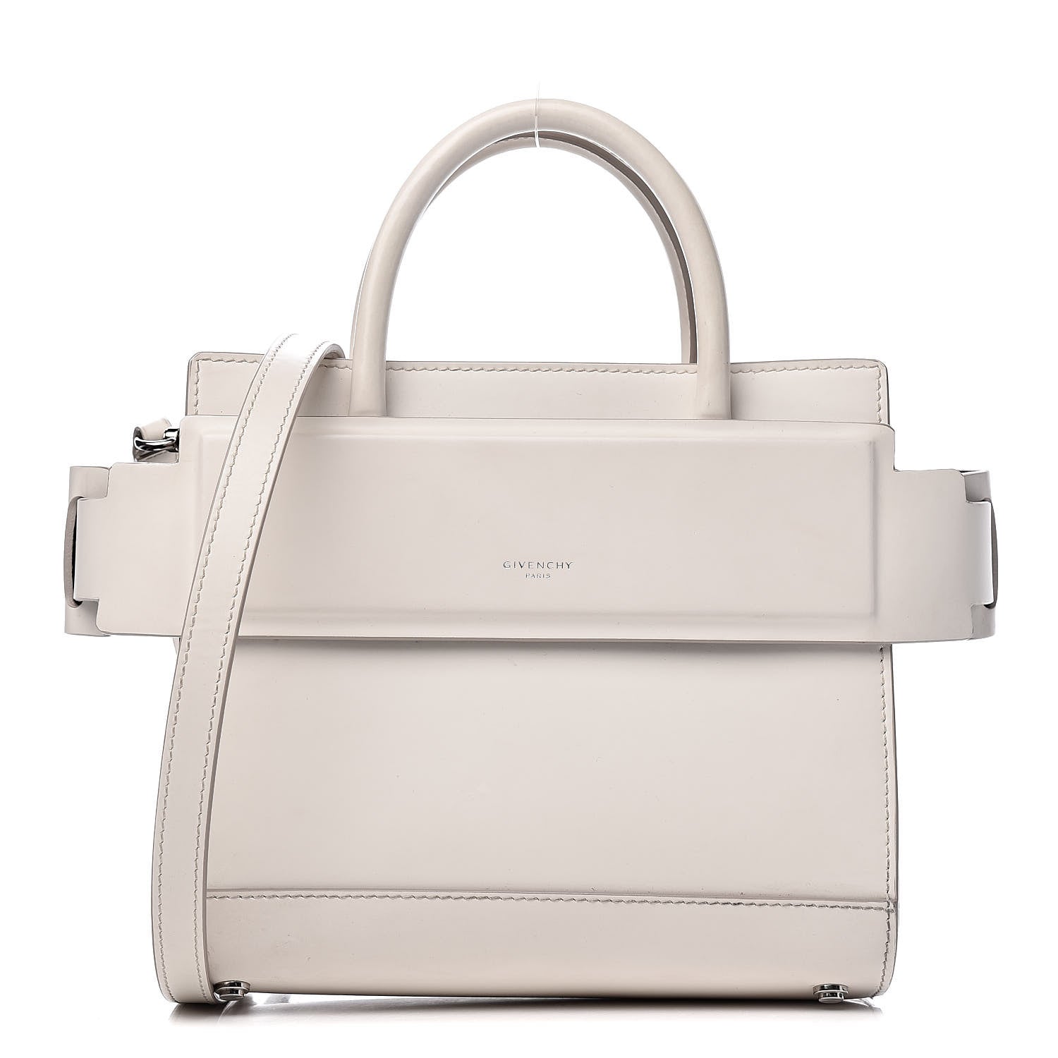 Givenchy Grained Calfskin Mini Horizon Satchel Off White 1 of 13