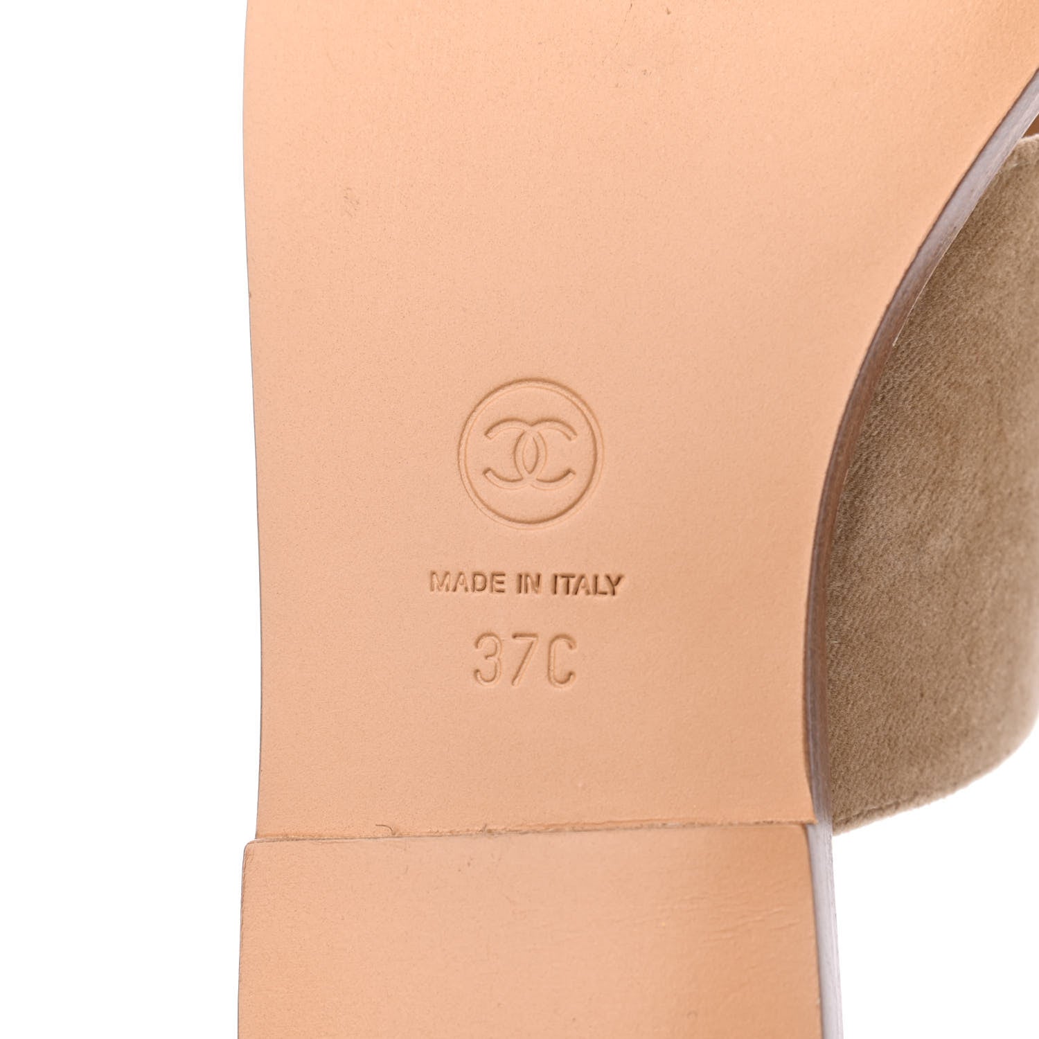 Chanel Velvet Chain Mule Sandals 37 Beige 7 of 16