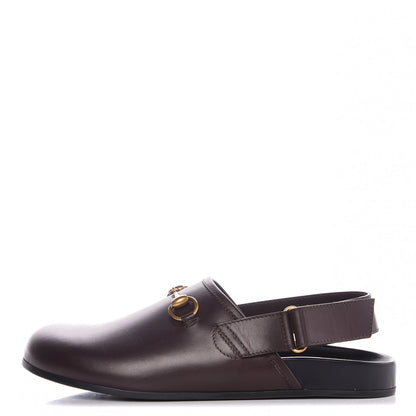 Gucci Calfskin Mens Horsebit River Slingback Slippers 9 Cocoa 1 of 10