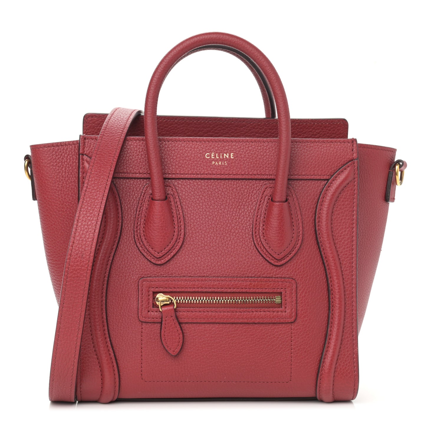 Drummed Calfskin Nano Luggage Ruby