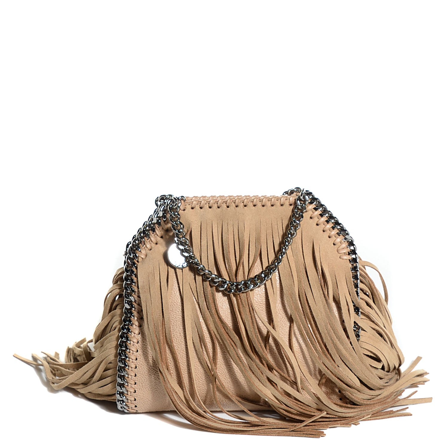 Stella McCartney Shaggy Deer Fringe Tiny Falabella Fold Over Tote Gold 1 of 9