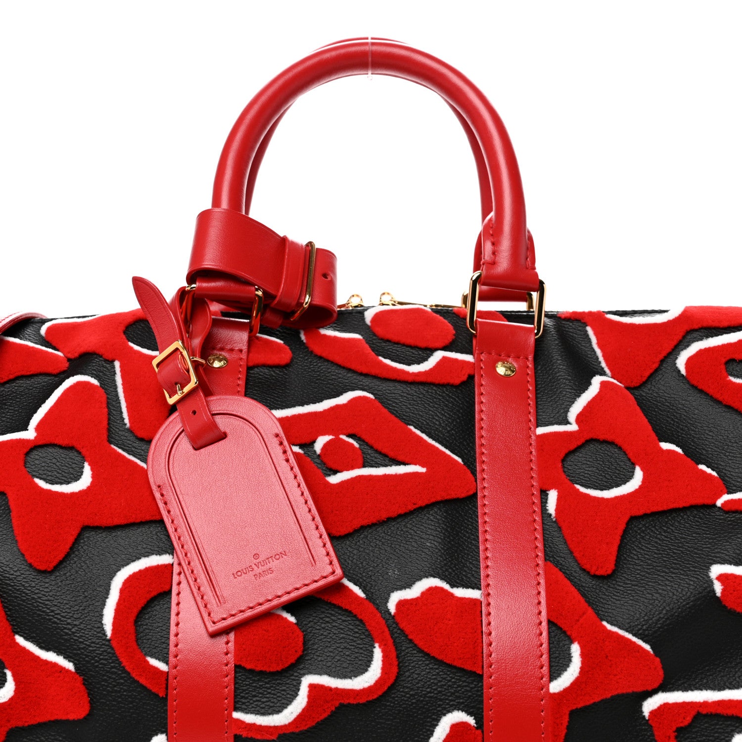 Louis Vuitton X UF Tufted Monogram Keepall Bandouliere 45 Black Red 7 of 9