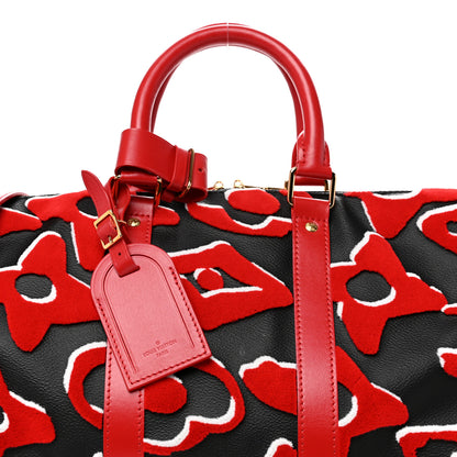 Louis Vuitton X UF Tufted Monogram Keepall Bandouliere 45 Black Red 7 of 9