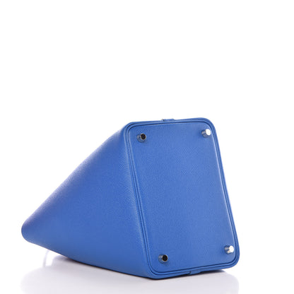 Hermes Epsom Tressage De Cuir Picotin Lock 18 PM Bleu Zellige Bleu Encre Rouge 4 of 9