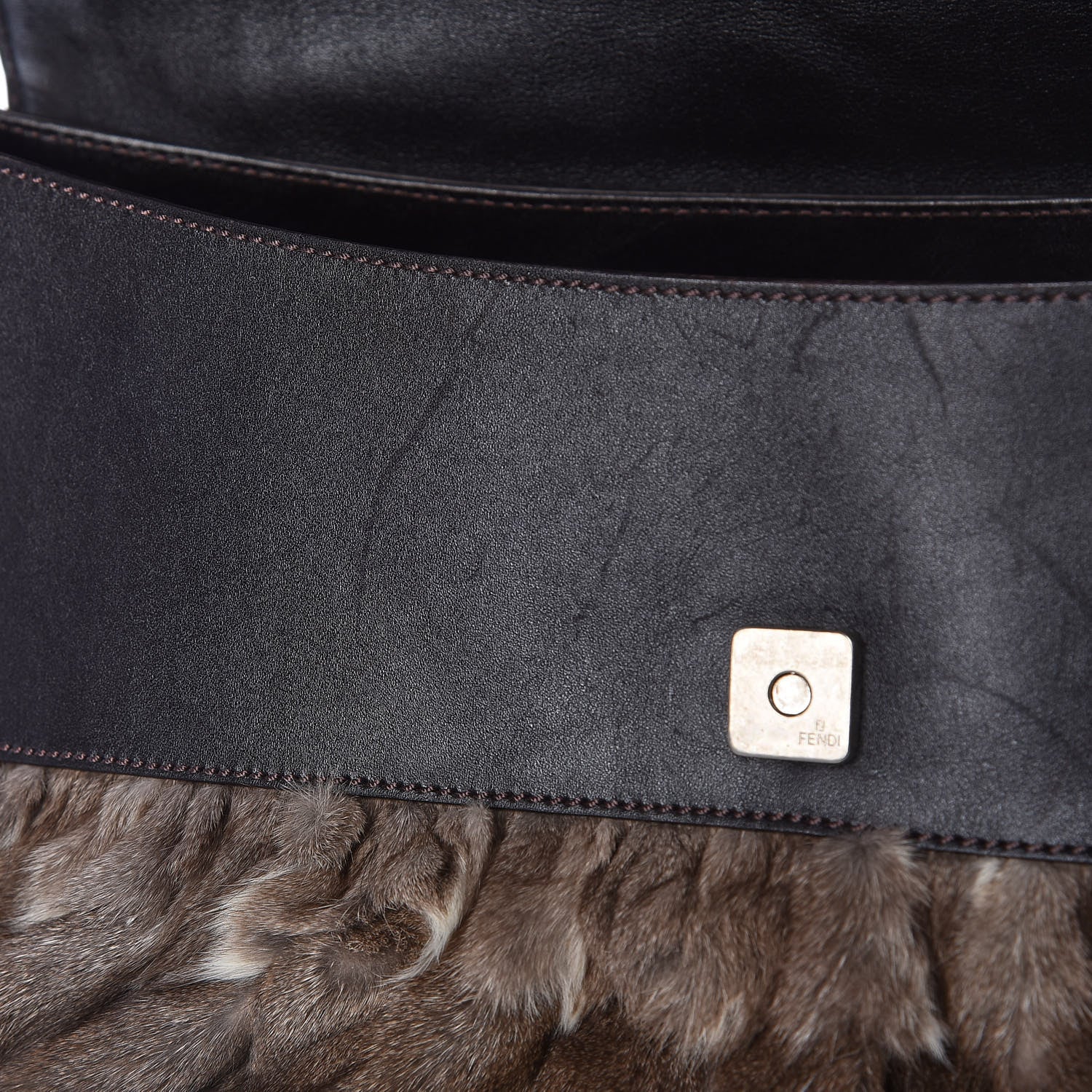 Fendi Rabbit Fur Large Chef Shoulder Bag 11 of 12