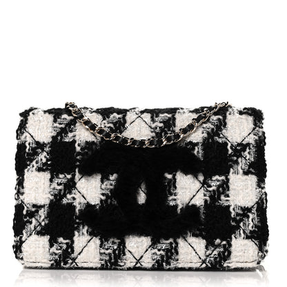 Chanel Tweed Shearling Quilted Chanel Wallet On Chain WOC and Coin Purse White Black 2 of 10