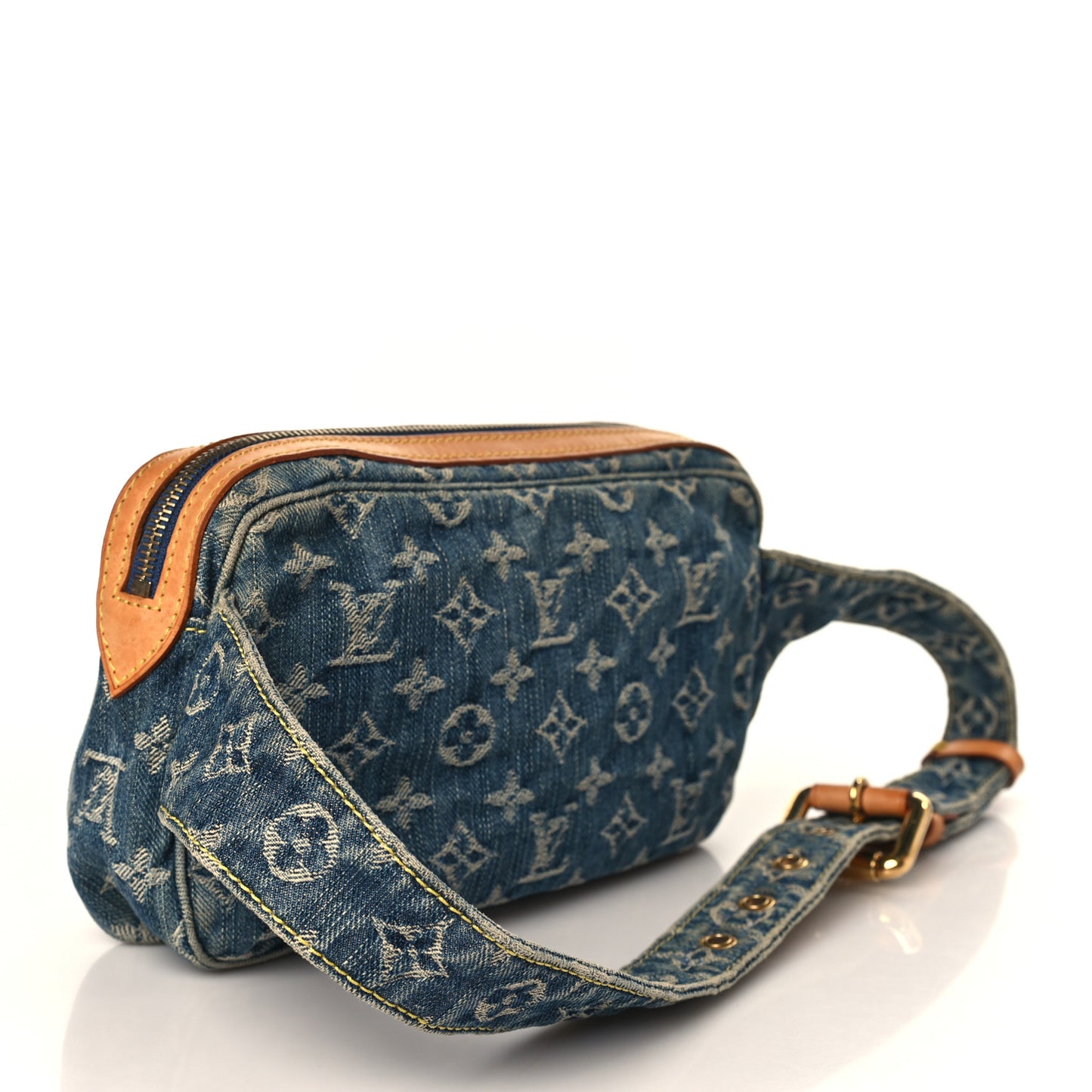 Monogram Denim Bum Bag Blue