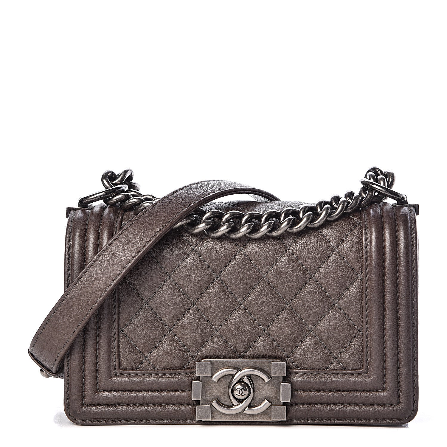 Chanel Calfskin Quilted Small Boy Flap Taupe 1 of 14