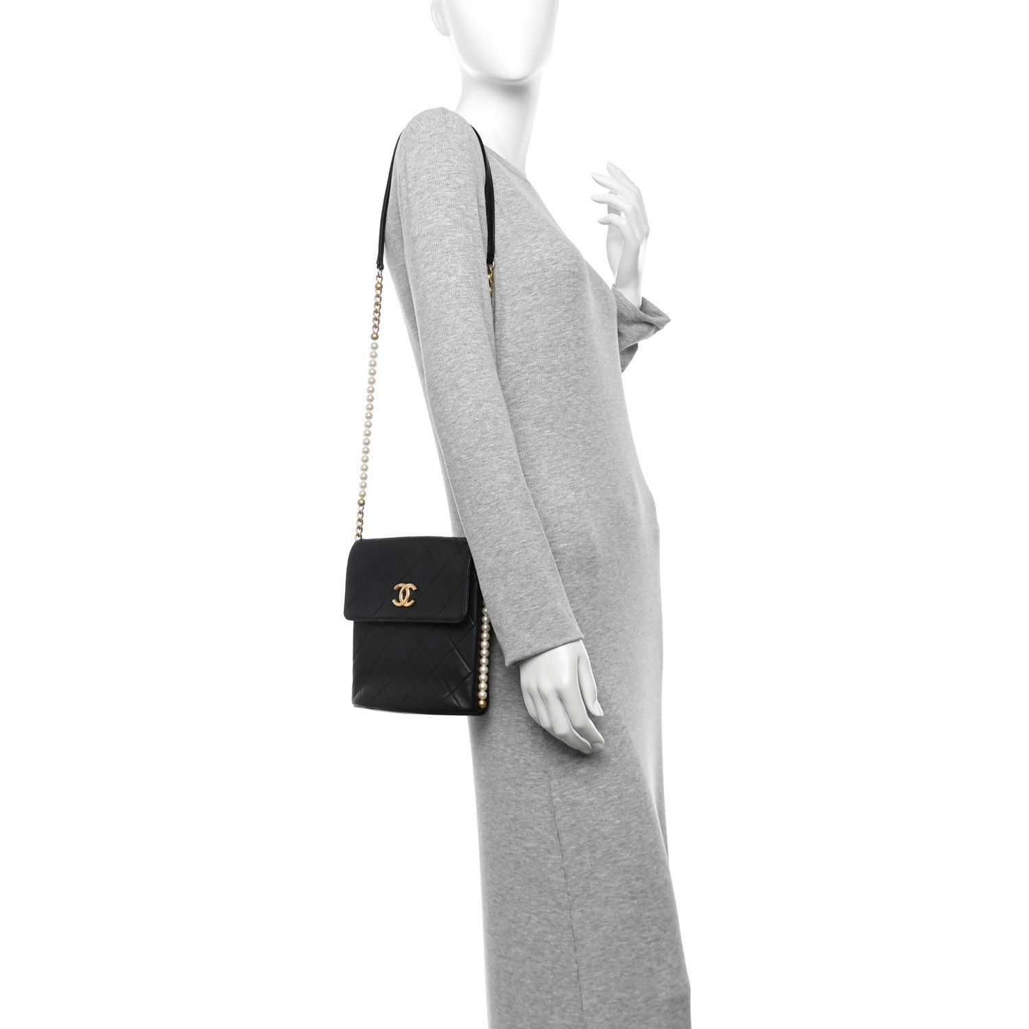 Chanel Calfskin Quilted Pearl Small About Pearls Hobo Bag Black 2 of 10