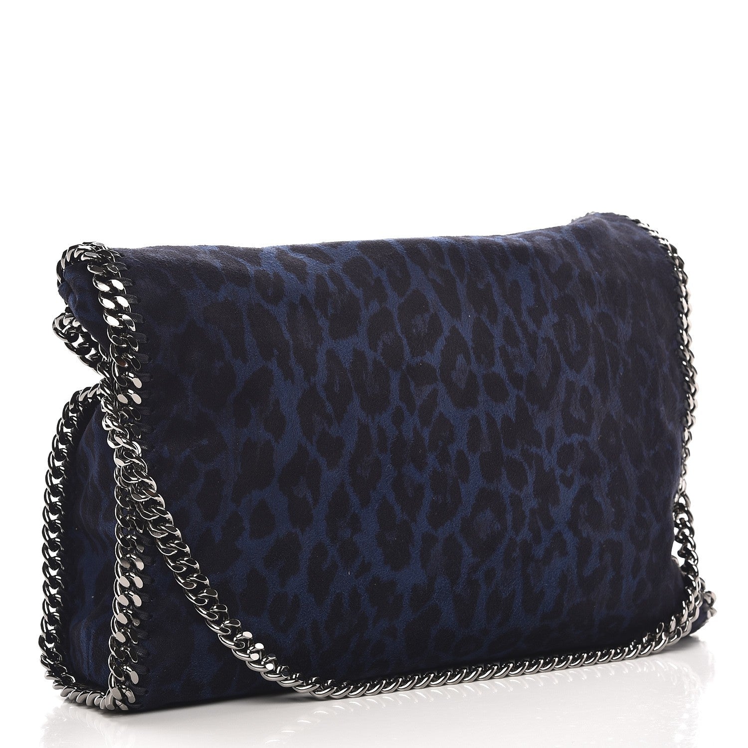 Stella McCartney Shaggy Deer Leopard Print Falabella Fold Over Tote Blue Sapphire 3 of 7