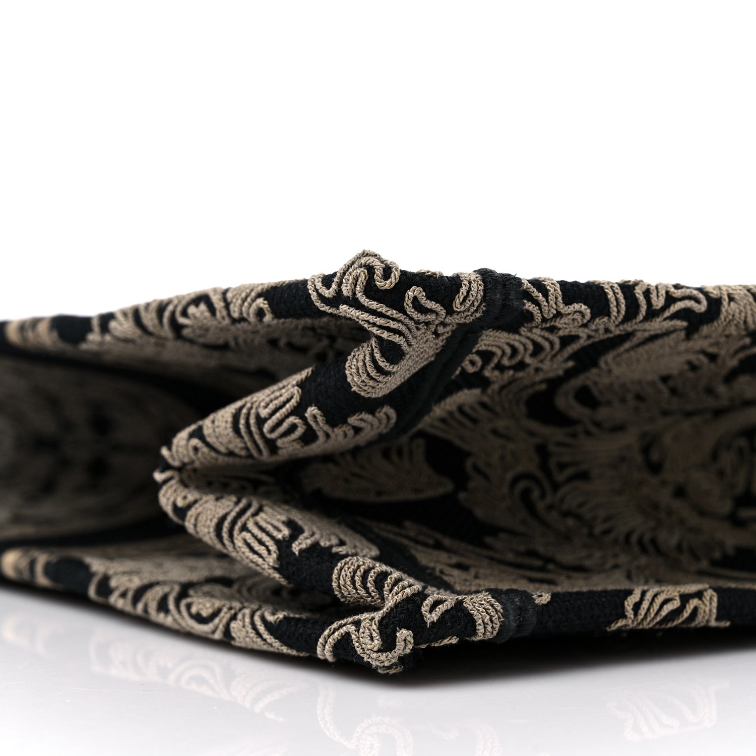 Christian Dior Canvas Embroidered Large Ornamental Cornely Effect Book Tote Black Beige 8 of 11
