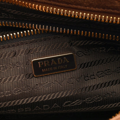 Prada Suede Triangle Medium Bonnie Shoulder Bag Cacao 6 of 9