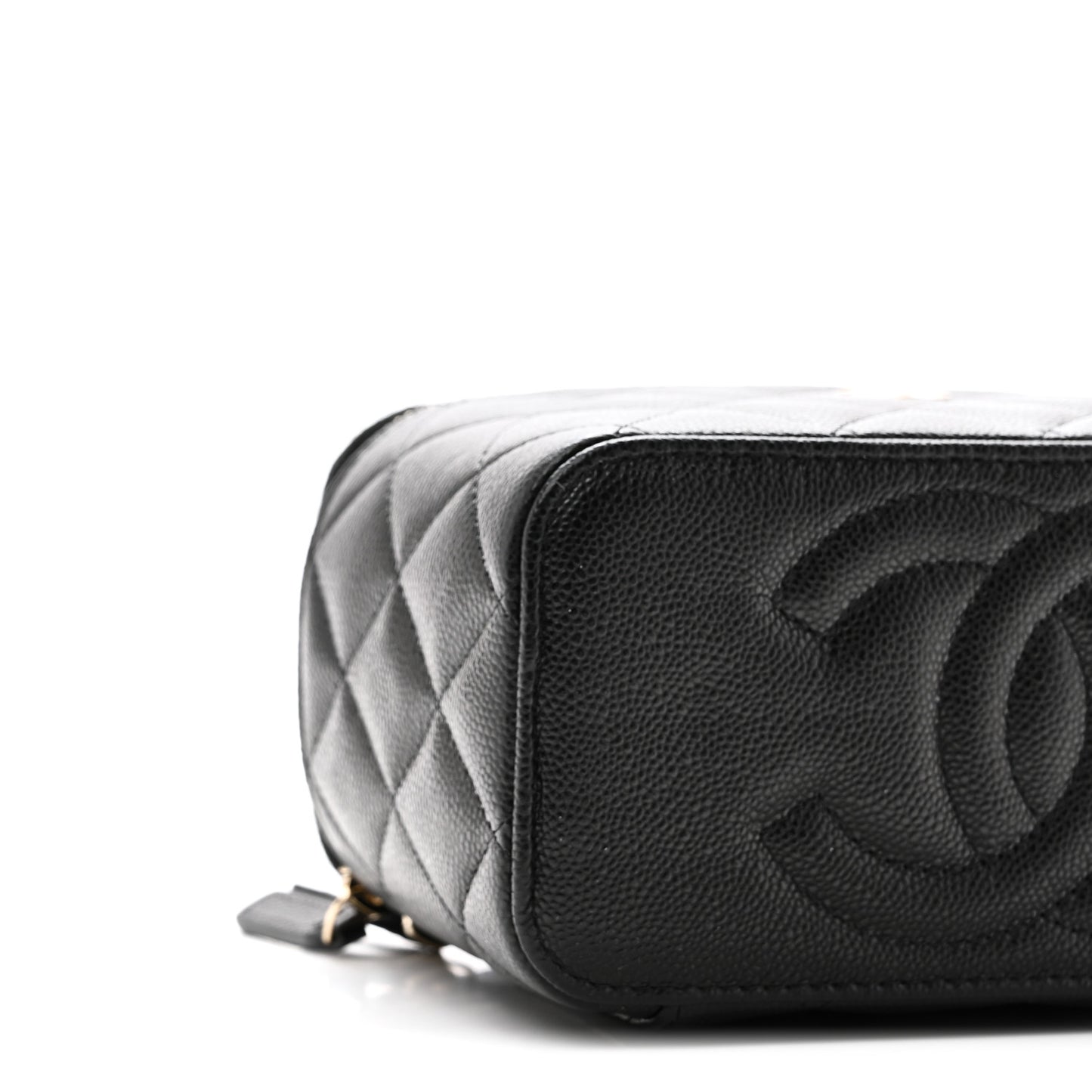 Caviar Quilted Small Vanity Case With Chain Black