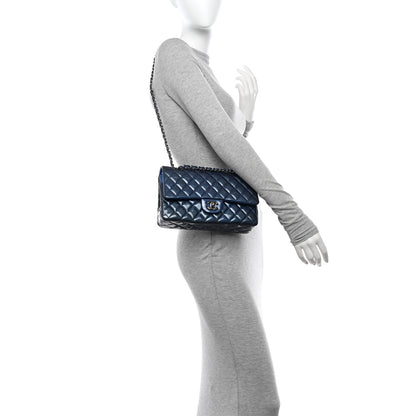 Chanel Patent Quilted Medium Double Flap Blue 2 of 12
