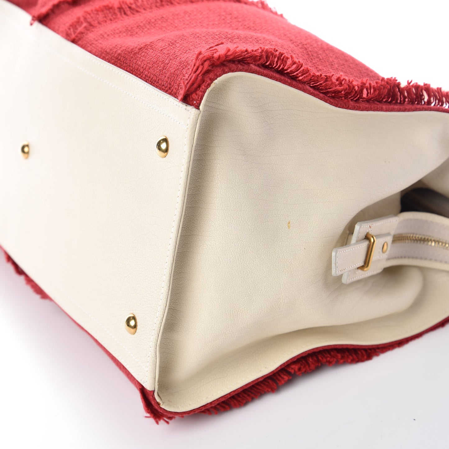 Linen Sheepskin Large Cabas ChYc Tote Red