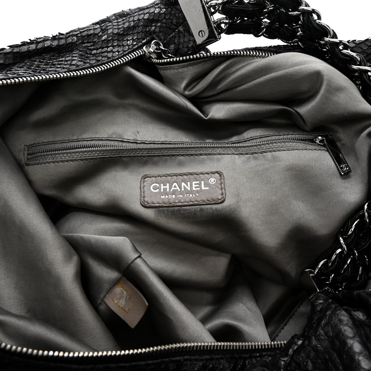Snakeskin Rock and Chain Hobo Black