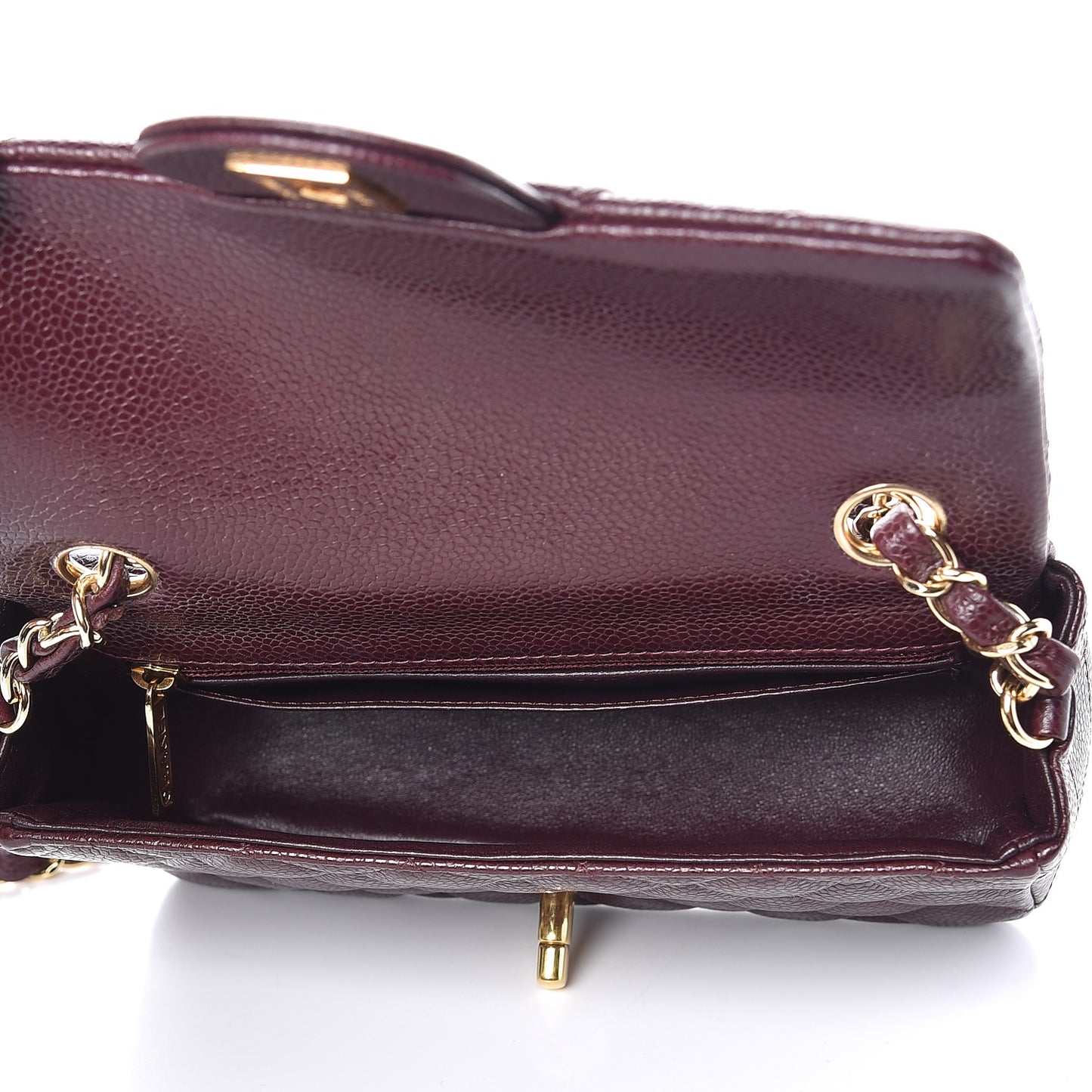 Caviar Quilted Mini Rectangular Flap Burgundy