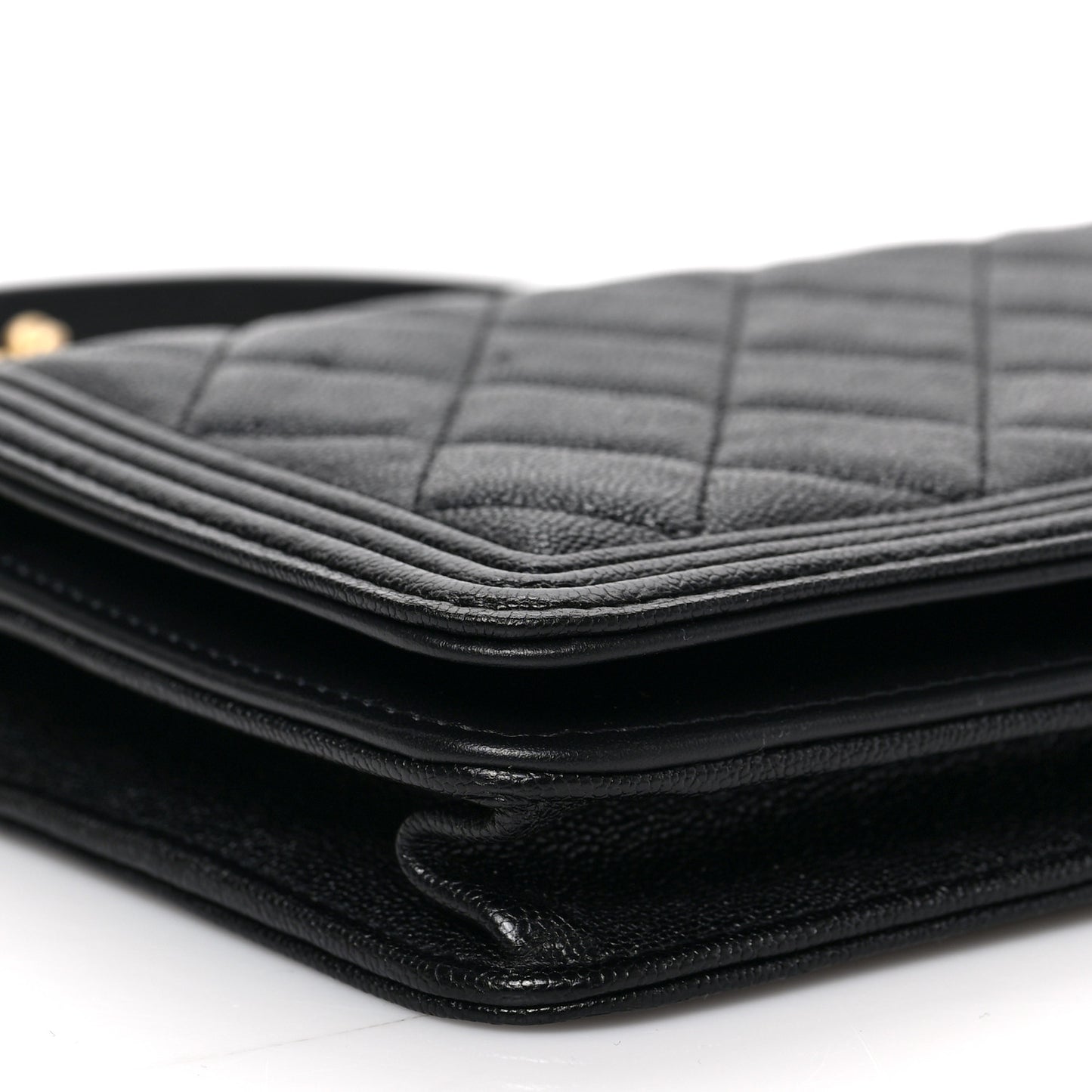 Caviar Quilted Boy Wallet On Chain WOC Black
