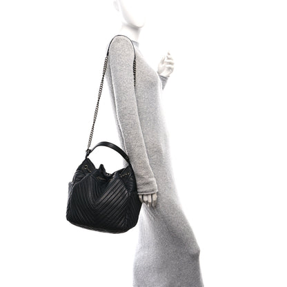 Chanel Deerskin Chevron Medium CC Chain Bucket Drawstring Bag Black 3 of 21