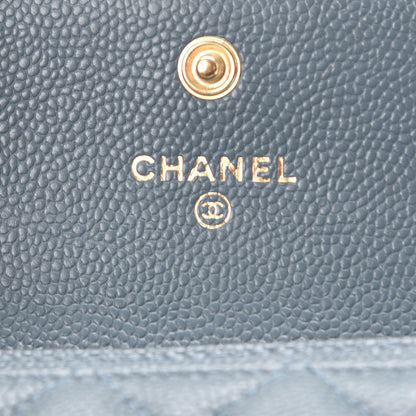 Chanel Caviar Quilted Boy Card Holder Wallet Blue 6 of 9