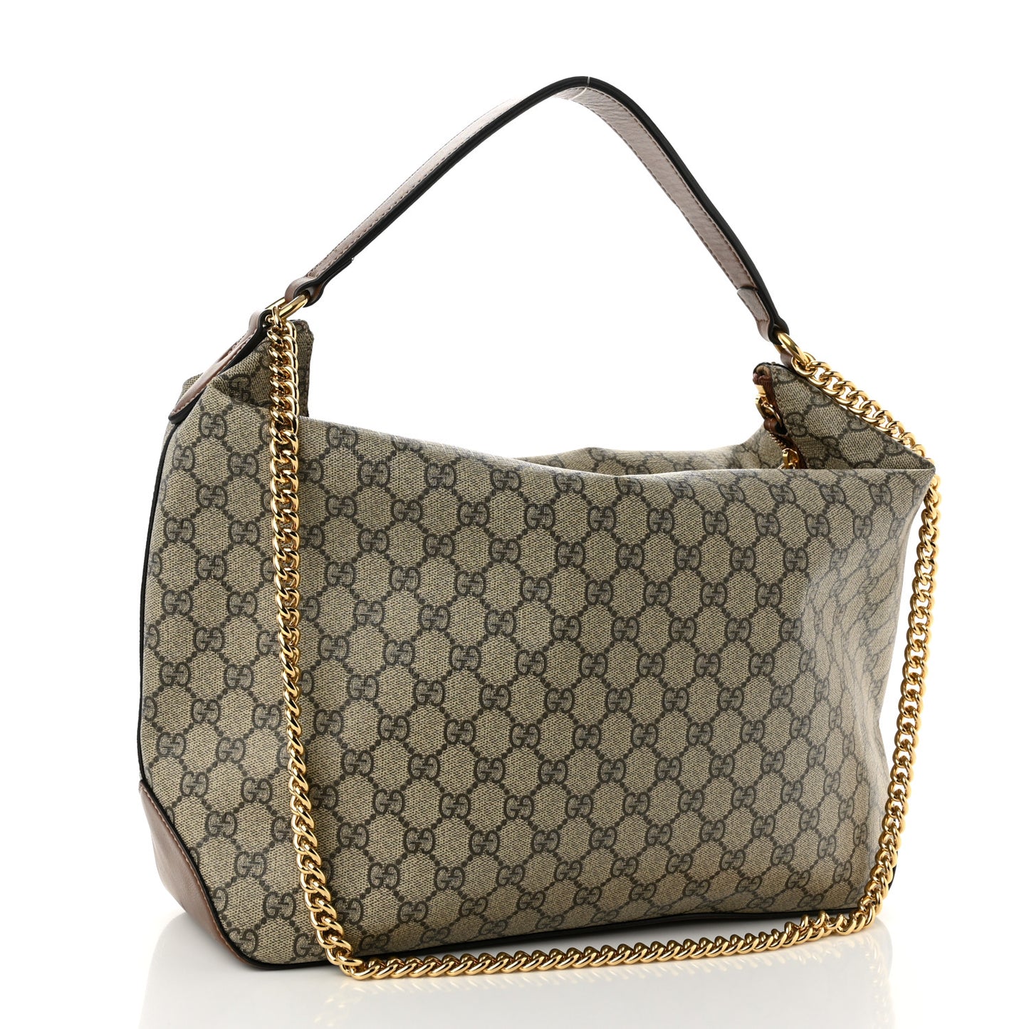 GG Supreme Monogram Large Linea A Hobo Light Brown