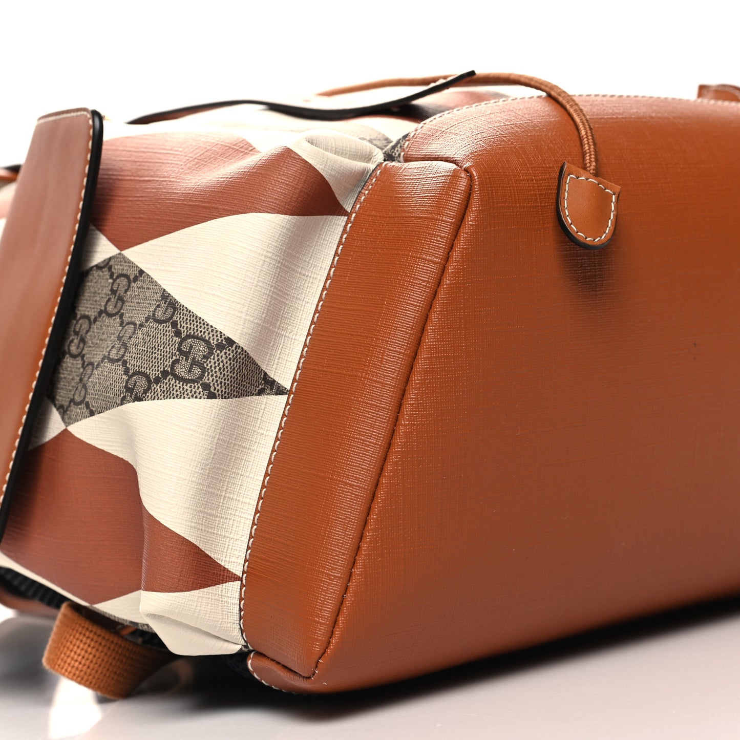 GG Supreme Monogram Calfskin Rhombus Print Medium Ophidia Double Buckle Backpack Beige Ebony Mystic White Hazel Brown
