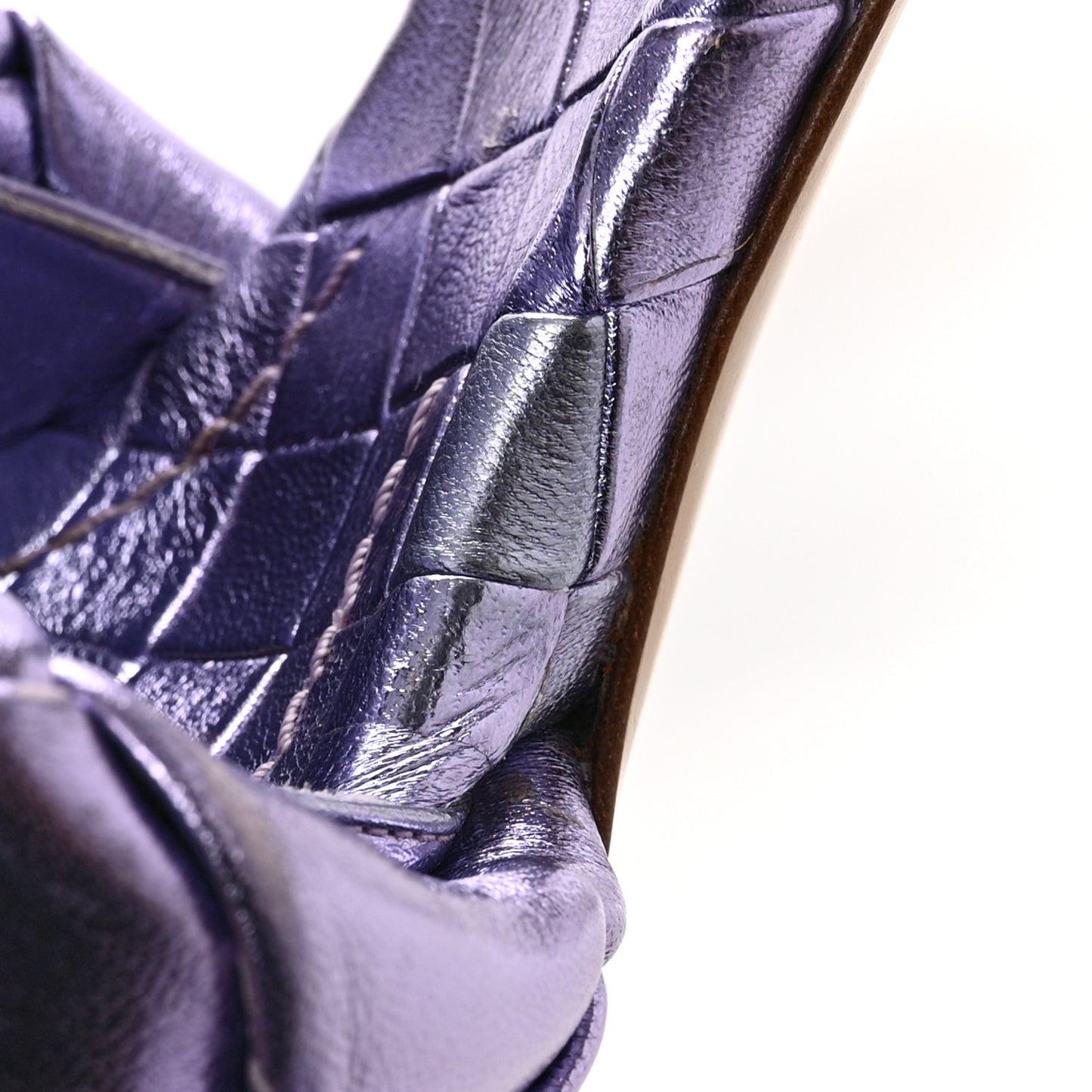 Metallic Nappa Maxi Reflection Weave Lido 90mm Mule Sandals 36.5 Wisteria