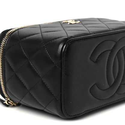 Chanel Lambskin Quilted Small Top Handle Vanity Case With Chain Black 9 of 11