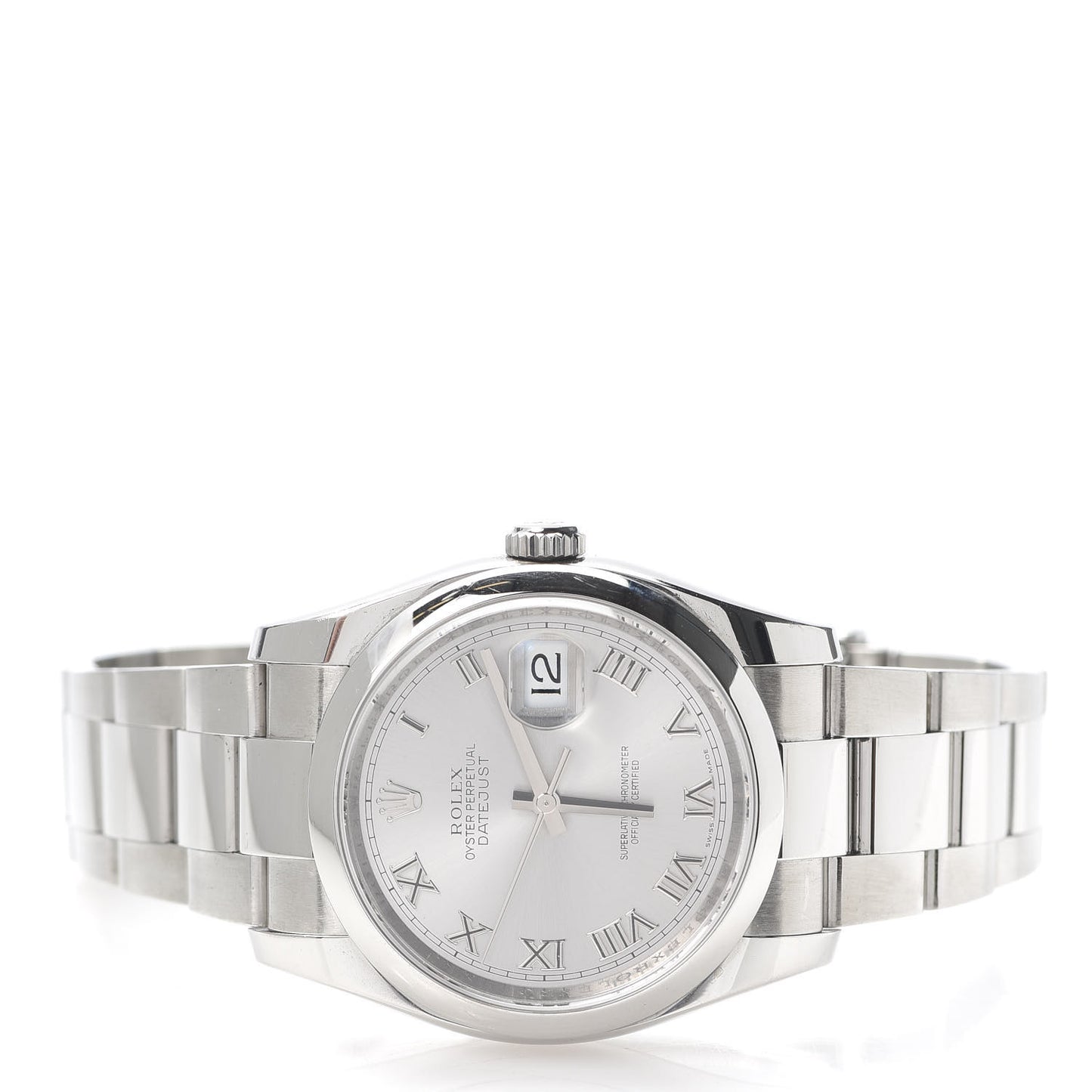 Stainless Steel 36mm Oyster Perpetual Datejust Watch Silver Roman 116200