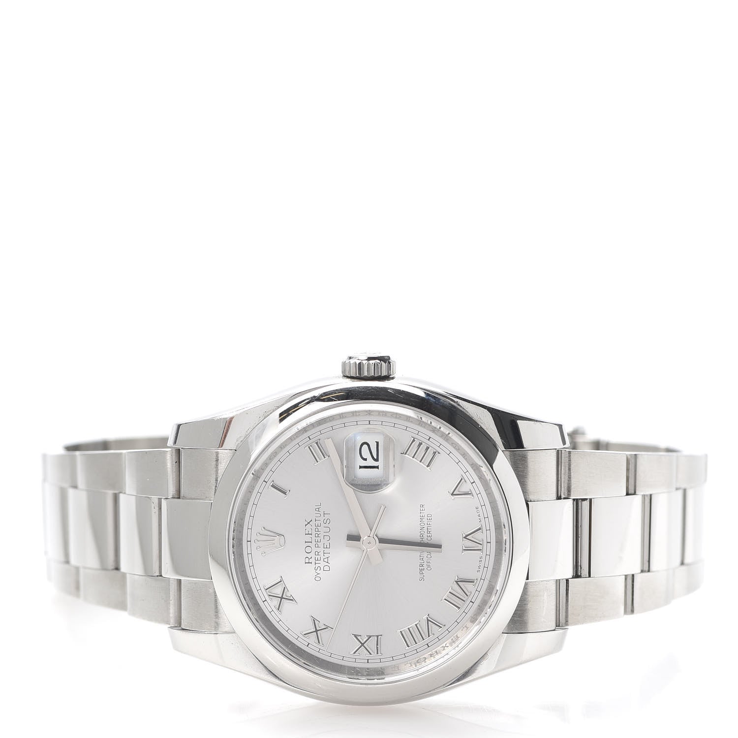 Rolex Stainless Steel 36mm Oyster Perpetual Datejust Watch Silver Roman 116200 3 of 7