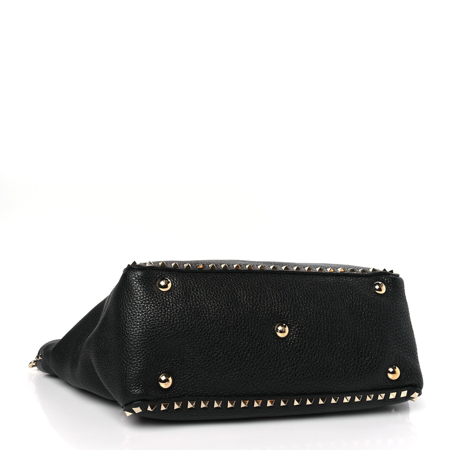 Valentino Garavani Pebbled Calfskin Small Rockstud Tote Black 4 of 8